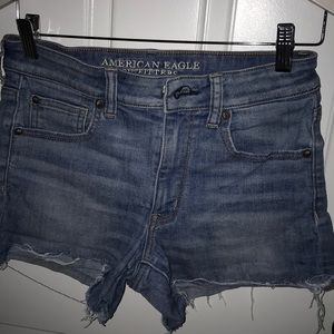 Light wash jean shorts